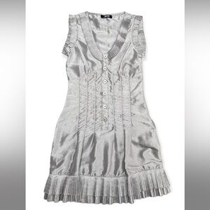 cutest morgan de toi silver mini dress with a drop waist! just doesn’t fit me :(